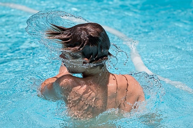 swimming in pool
